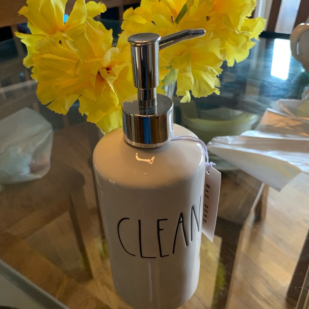 New! Rae Dunn CLEAN DISPENSER/BOTTLE FOR SOAP OR LOTION. Never used.